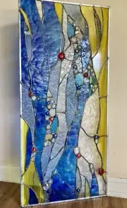 Stained Glass Contemporary Abstract Panel Suncatcher Window Transom