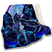 Cool Fantasy Weapon Blue Dragon Night Blade Throw Blanket