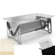 Mini Portable Camping Grill with Bamboo Stick/Storage bag, Small Assemblable ...