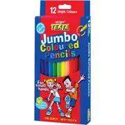 Texta Colouring Pencils Jumbo 12 Pack Plus Sharpener