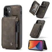 CaseMe Shockproof iPhone 12 Mini PU Leather Case Cover Wallet Apple [Coffee]