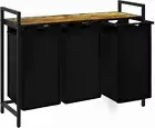 Laundry hamper, 120 liter 3-section pull-out laundry hamper, black