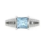 2.44 ct Princess Cut Gemstone Solitaire with Accents Promise Ring White Gold