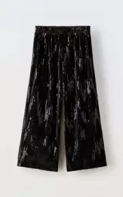 NWT ZARA GIRL’S SEQUIN & VELVET WIDE LEG PANTS