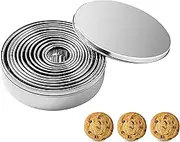 12 ROUND STAINLESS STEEL COOKIE CUTTERS, Fluted Cookie Cutters, Round Metal Baking Rings for Pastry, Biscuits&Dough Cutting, Multimary Round Biscuits Mold