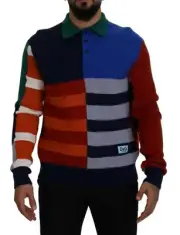 Dolce&Gabbana Men Multicolor Pullover 100% Wool Stripes Print Sweater Sz IT 48 M
