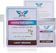 Existing Beauty Light Brown Eyebrow Henna Tint for Eyebrow Color- Professional Henna Brow Kit Including Use Instructions and Mixing Bowl 3x 1g Packets Brow Dye by
