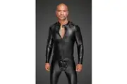 Dominator Power Wetlook Men's Jacket with Pleated PVC Epaulets - Model DWJ-9000X - Black