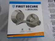 Lock Set Schlage First Secure Deadbolt & Presley Lever Satin Stainless Steel