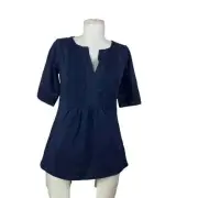 NWT Boden Eyelet Lace Peasant Top T-Shirt Navy Blue Size US 2