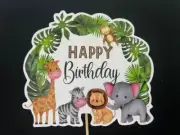1 x JUNGLE ANIMAL THEMED CAKE TOPPER for birthday party