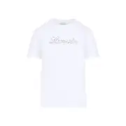 [Lanvin] Lanvin-White Embroidered Script Logo Cotton T-Shirt-Donna XS STAND