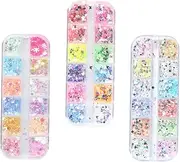 AUTSUPPL Nail Art Sequins Supplies 3 Boxes of Luminous Manicure Sequins Boxed Manicure Art
