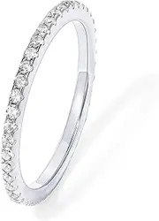[PAVOI] 14K Gold Plated Sterling Silver CZ Simulated Diamond Stackable Ring Eternity Bands Women