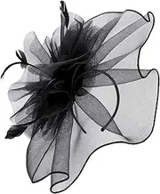 [XINCHIA] Fascinator Hat for Women Girl Flower Mesh Veil Elegant Feather Headband Retro Cocktail Tea Bridal Shower Hair Clips Pillbox Hat Tea Party Wedding Headpiece Headwear Fancy Dress