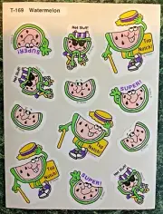VTG TREND Scratch & Sniff Stinky Sticker Sheet Die Cut WATERMELON Scent Ltd Ed.