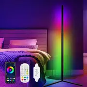 Modern Home Decoration Corner Floor Lamp RGB Dream LED 120cm Tall Smart APP and Remote Control Music Sync RGB Color Changing Lamp for Living Room Bedroom Gaming Room Lights