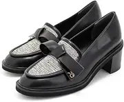 RANDA(ランダ) PH35124 Women's Loafer, Ribbon Design, Volume Loafer, Black, 22.5 cm