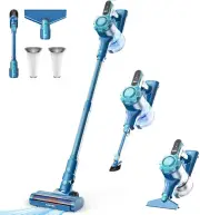 8-in-1 Cordless Stick Vacuum, 45min Runtime, Powerful Suction, Pet Hair, Blue