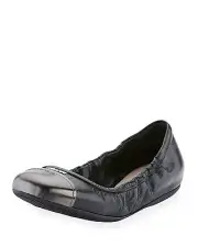 NEW AUTH PRADA CAP TOE LOGO BALLET BALLERINA FLATS BLACK 36 / 6 US