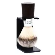 Deluxe Parker Walnut & Chrome Handle Handmade Synthetic Shaving Brush & Stand