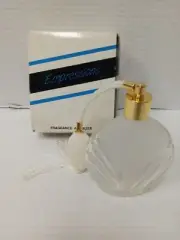 Vintage Frosted White Glass Atomizer Perfume Bottle