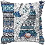 LAPATAIN Latch Hook Kits for DIY Throw Pillow Cover,Needlework Cushion Cover Hand Craft Crochet for Great Family 17X17inch Christmas Hat