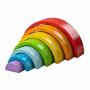 Wooden Rainbow Stacker small - coloured stacking blocks - Bigjigs Toys