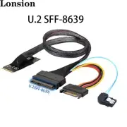 M.2 M-Key to U.2 SFF-8639 with SATA 15P and 7P Left Angle server Cable Adapter
