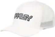 OAKLEY BRAND MESHBACK INDY HOLOGRAM WORDMARK PATCH FLEX FIT WHITE HAT/CAP NWT