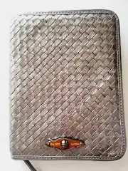 New With Tag Elliot Lucca Zippered Graphite Woven Leather E-Reader Case Kindle