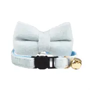 ANYWAGS Cat Collar Ice Blue Bow Small with Safety Buckle, Bell, and Durable Strap Stylish and Comfortable Pet Accessor