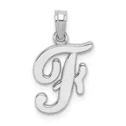 14k White GoldW White Gold Script Letter F Initial Pendant