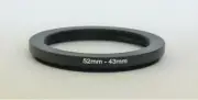 One Brand New 52mm to 43mm 52-43mm Metal Step-down Stepping Ring Filter Adapter