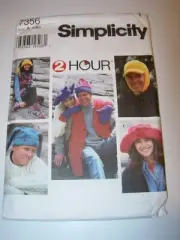 UNISEX CHILD TEEN ADULT UNCUT SIMPLICITY 7356 Sewing Pattern HAT MITTENS VEST