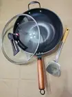 VENTION Carbon Steel Wok 13.8 In 34cm Pan With Lid And Spatula,Nonstick Stir-Fry