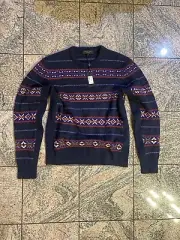 NEW rag & bone WESLEY FAIRISLE CREW SWEATER WOOL PULLOVER NAVY SIZE LARGE