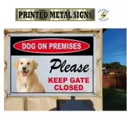 Golden Retriever Dog sign printed directly onto Gloss White Aluminium