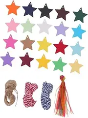COHEALI 200pcs Colored Star Shape Paper Labels with Rope for Christmas Present Tags Crafting and DIY Projects Versatile Paper Tags for Various Occasions