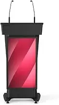 POD Mimi FS Portable Podium, Stand Height Adjustable Lectern Podium Stand with Tilted Desktop & Storage,Standing Laptop Desk with Wheels, Podium Stand for Office, Meetings and Events.