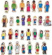 The Freckled Frog My Family - Set of 30 - Ages 1+ - Inclusive Wooden Blocks for Toddlers – Includes Grandparents, Moms, Dads and Children Around The World - Double-Sided