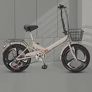 20inch Folding Bicycles for Traveling Hanging Out,7-speeds Hybrid Bikes,Commuter Bike with Shock Absorber Spring,Integrated Three-Knife Wheel,Adjustable Handlebar Saddle,Rear Cargo Rack