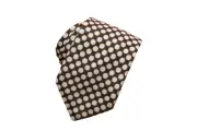 New BRIONI Brown White Black Micro Diamonds Polka Geometric Italy Silk Tie $330