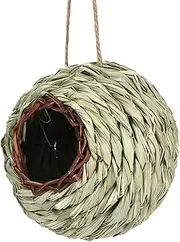 LeoLeozz Bird Houses | Ball Shape Dangling Bird House,Natural Hand Woven Hangable Animal Hut for Courtyard Garden Balcony Tree Decor
