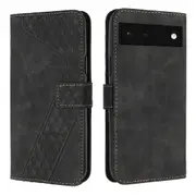 Google Pixel 6 Case, PU Leather Flip Cover Magnetic Clasp Design Wallet Card Slots Stand Case - Black