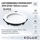 10PCS 30W DIMMABLE LED DOWNLIGHT 160-180MM CUTOUT CCT SELECTABLE 120° BEAM ANGLE