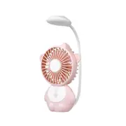 Supperstore Multifunctional 3 In 1 Elf Table Lamp Fan Creative Handheld LED Mini Fan Creative Card Can Small Electric Fan-Pink