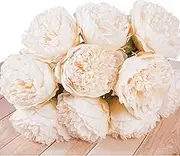 Lenamos 10 Packs Peonies Artificial Flowers, Artificial Peonies, Silk Peonies Flowers Fake Peonies Artificial Flowers Peonies Bouquet for Centerpiece Table Wedding Party Home Decor (Cream White)