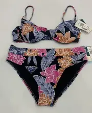 ROXY Size S/M 10-12 BIKINI Set Tropical Oasis Bathers U/W Bra Pants NEW $140