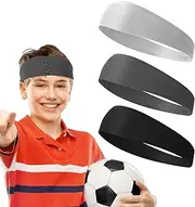 WY LIGHTING LEVEL 3 Pcs Kids Sports Headbands Girls Boys Athletic Absorbing Sweatbands Football Soft Moisture Hairband Wicking Sweat Band for Football Basketball Tennis Running Baseball